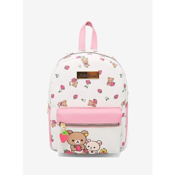 Sanrio Hello Kitty Rilakkuma & Friends Pink Strawberry Mini Backpack - New - Picture 1 of 4